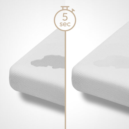 corner of numu air best crib mattress with wet stain that dries up in five seconds