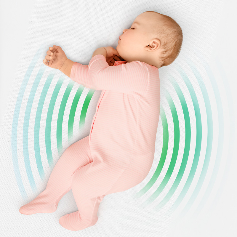 baby sleeping on numu air infant bed mattress and radiating heat