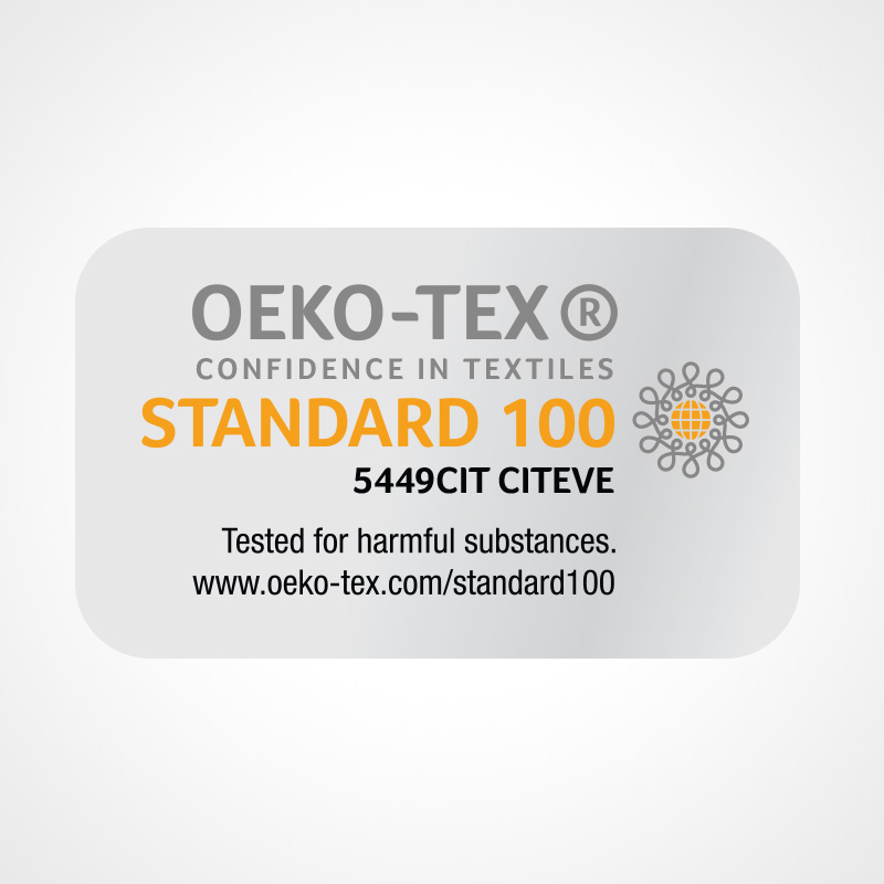 badge with logo of OEKO-TEX with Standard 100 mark